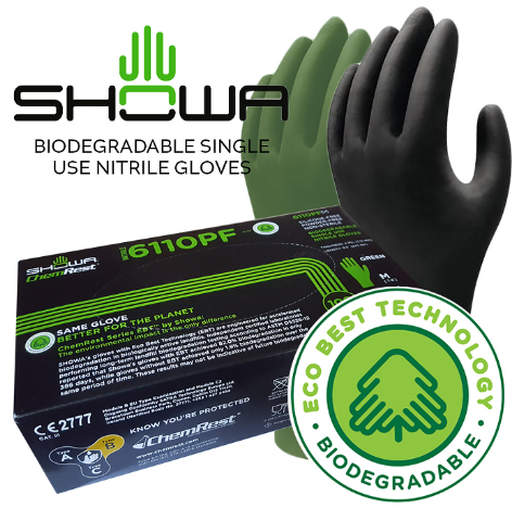 Nitrile Gloves - 4mil Biodegradable  - Green